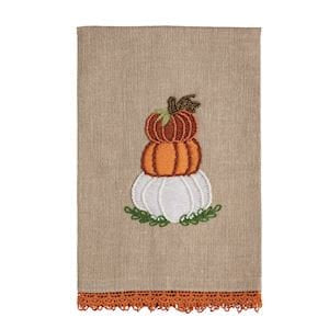 Stacked Pumpkin Beaded Embroidery Towel