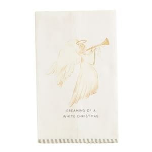 Angel White Christmas Stripe Hem Towel