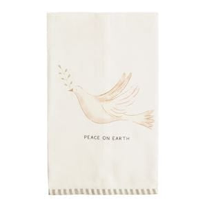 Dove White Christmas Stripe Hem Towel