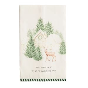 House White Christmas Stripe Hem Towel