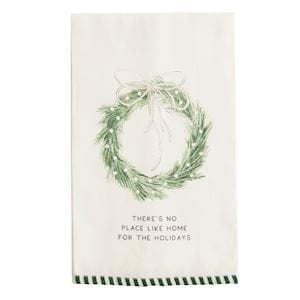 Wreath White Christmas Stripe Hem Towel