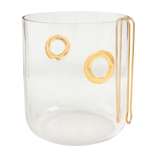 Glass Ice Bucket With Gold Ring
