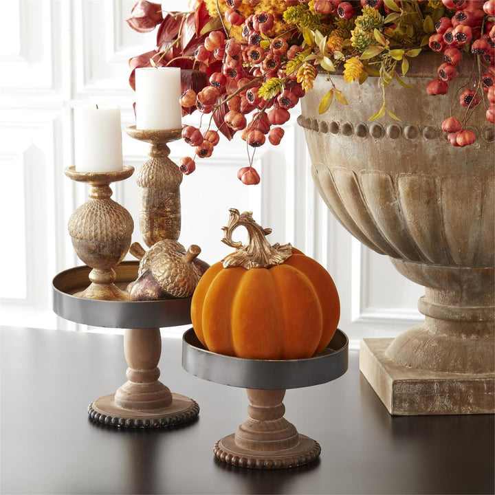 Gold & Bronze Textured Resin Acorn Candleholder
