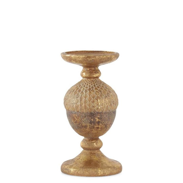 Gold & Bronze Textured Resin Acorn Candleholder