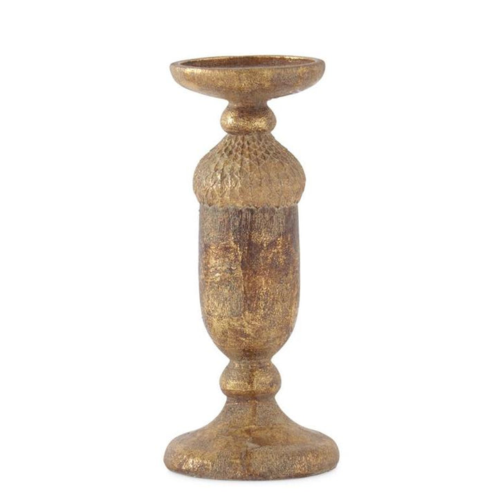Gold & Bronze Textured Resin Acorn Candleholder