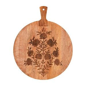 Carved Flower Cluster Paddle Wooden Serving Board