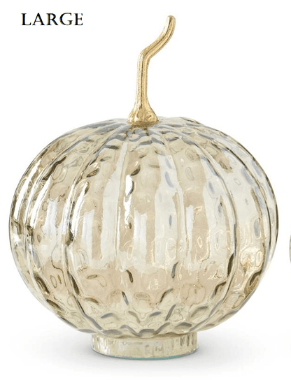 Large champagne glass pumpkin with gold metal stem by Olive Tree at the Meadows