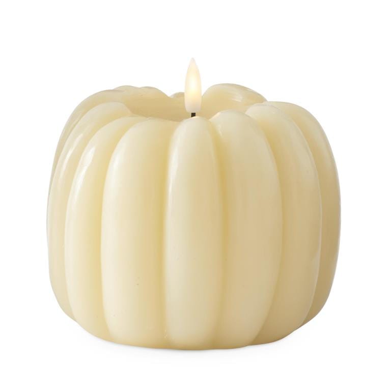 5 Inch Cream Wax LED Flicker Flame Candle w/Timer