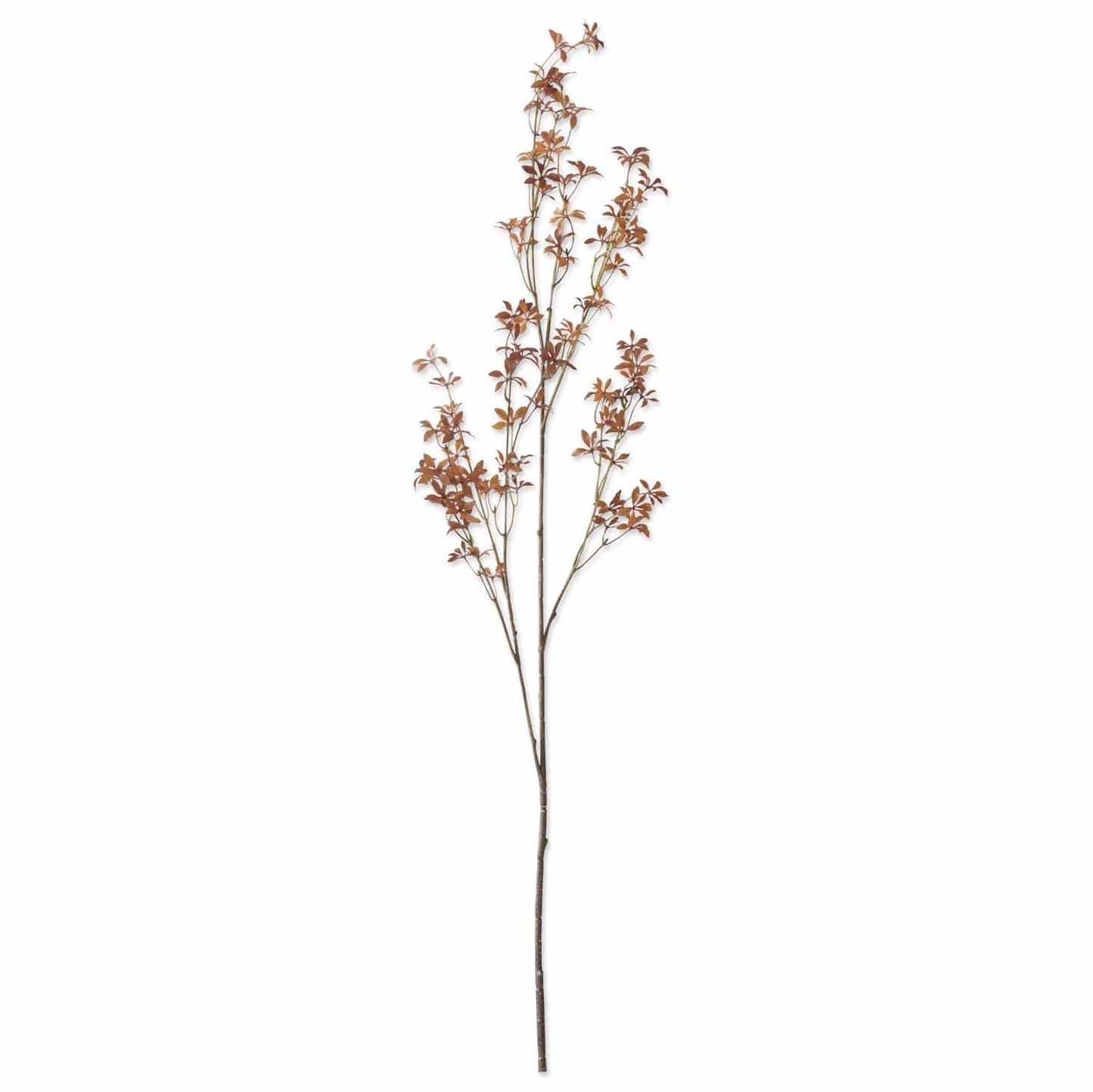 46-inch artificial Ludwigia fall foliage stem with rust brown autumn leaves