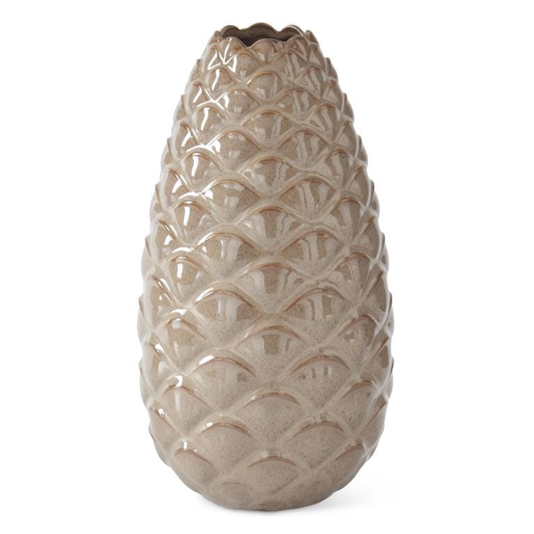 8.75 Inch Tan Ceramic Pinecone Vase