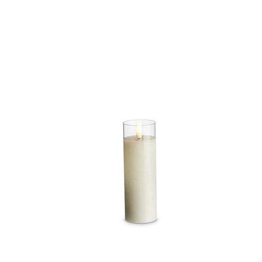 2" x 6" Clear Glass Ivory Pillar Candle