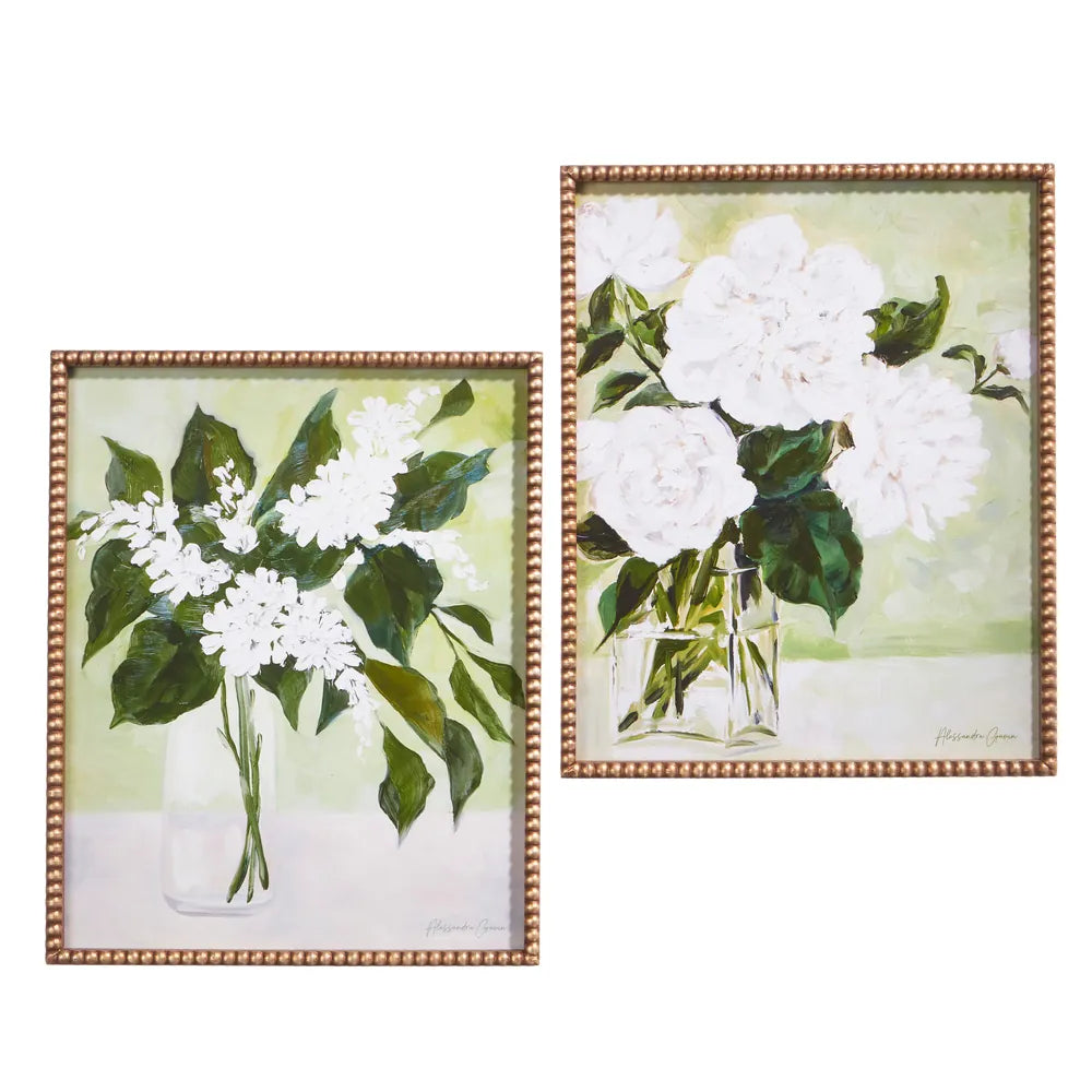 22" White Flowers in Vase Framed Print