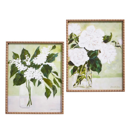 22" White Flowers in Vase Framed Print
