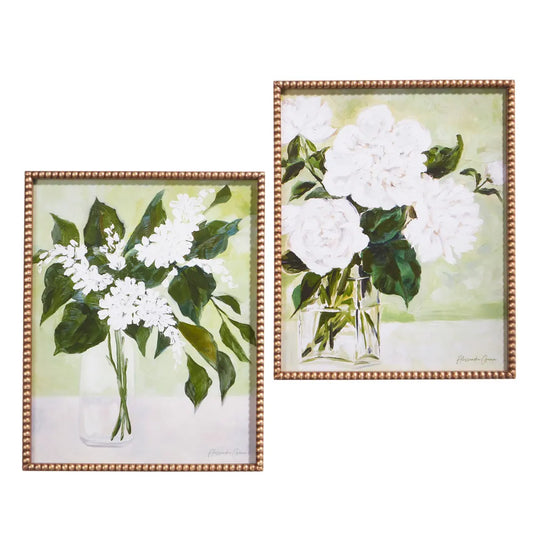 22" White Flowers in Vase Framed Print