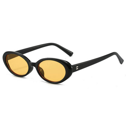 RETRO SMALL OVAL FRAME SUNGLASSES_CWASG0479: BROWN1 / (OS) 2