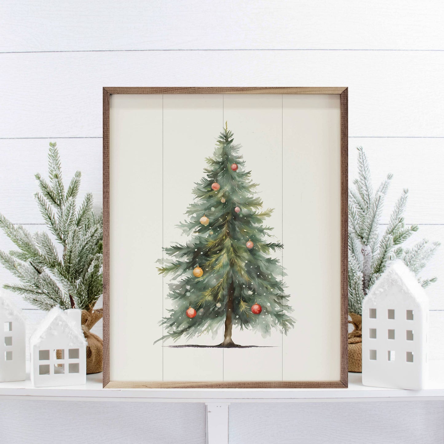 Simple Christmas Tree White Art Print