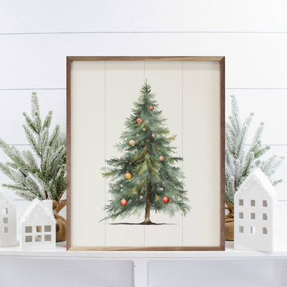 Simple Christmas Tree White Art Print