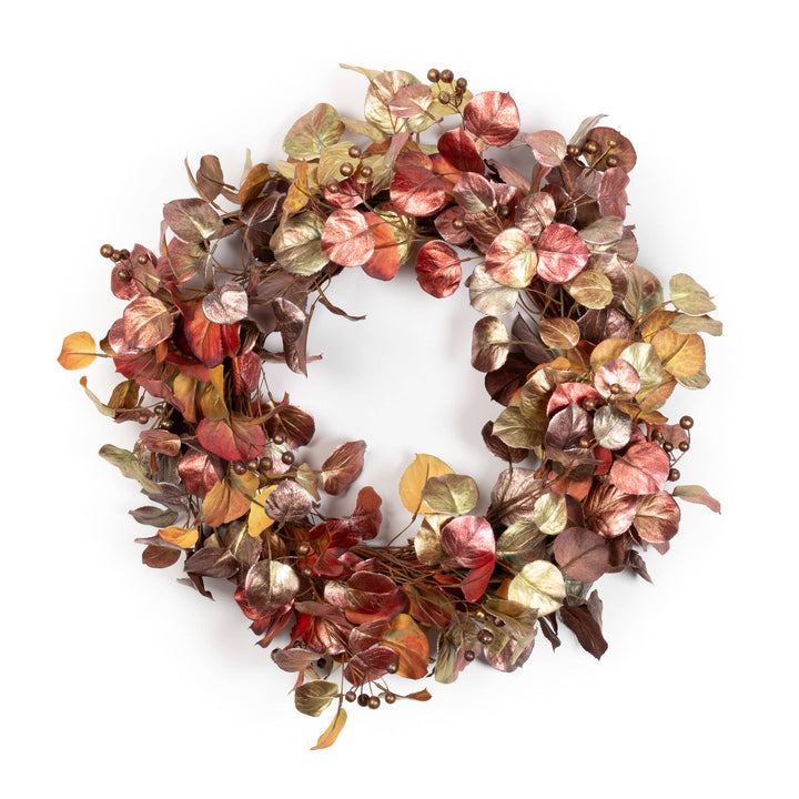 Ombre Leaf Wreath - Brown And Gold - 23 Inch