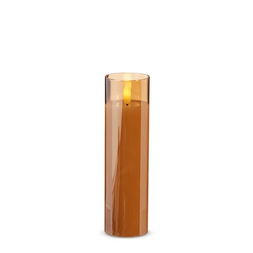 2" X 7" Gold Glass Ivory Pillar Candle