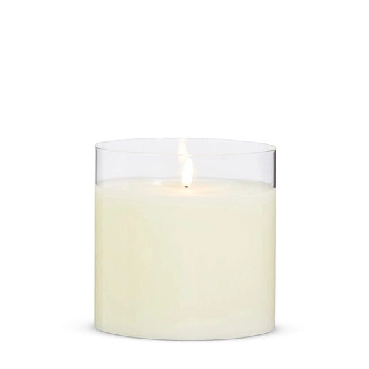 6" X 6" Clear Glass Ivory Pillar Candle