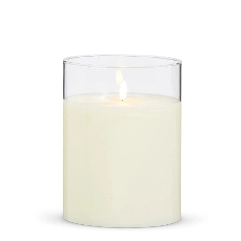 6" X 8" Clear Glass Ivory Pillar Candle