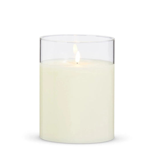 6" X 8" Clear Glass Ivory Pillar Candle
