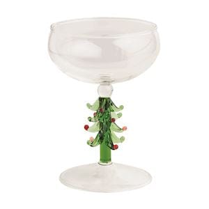 Green Christmas Tree Coupe Glass