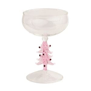 Pink Tree Christmas Coupe Glass