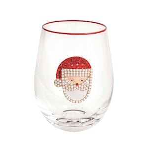 SANTA BEADED WINE GLASS