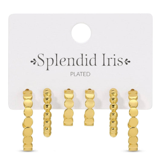 Gold Earring Combo 3, Assorted Dot Hoops