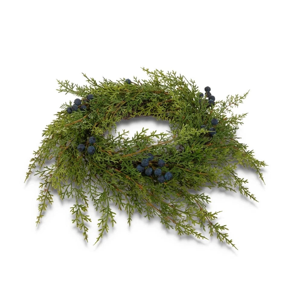 14" Juniper with Berries Candle Ring