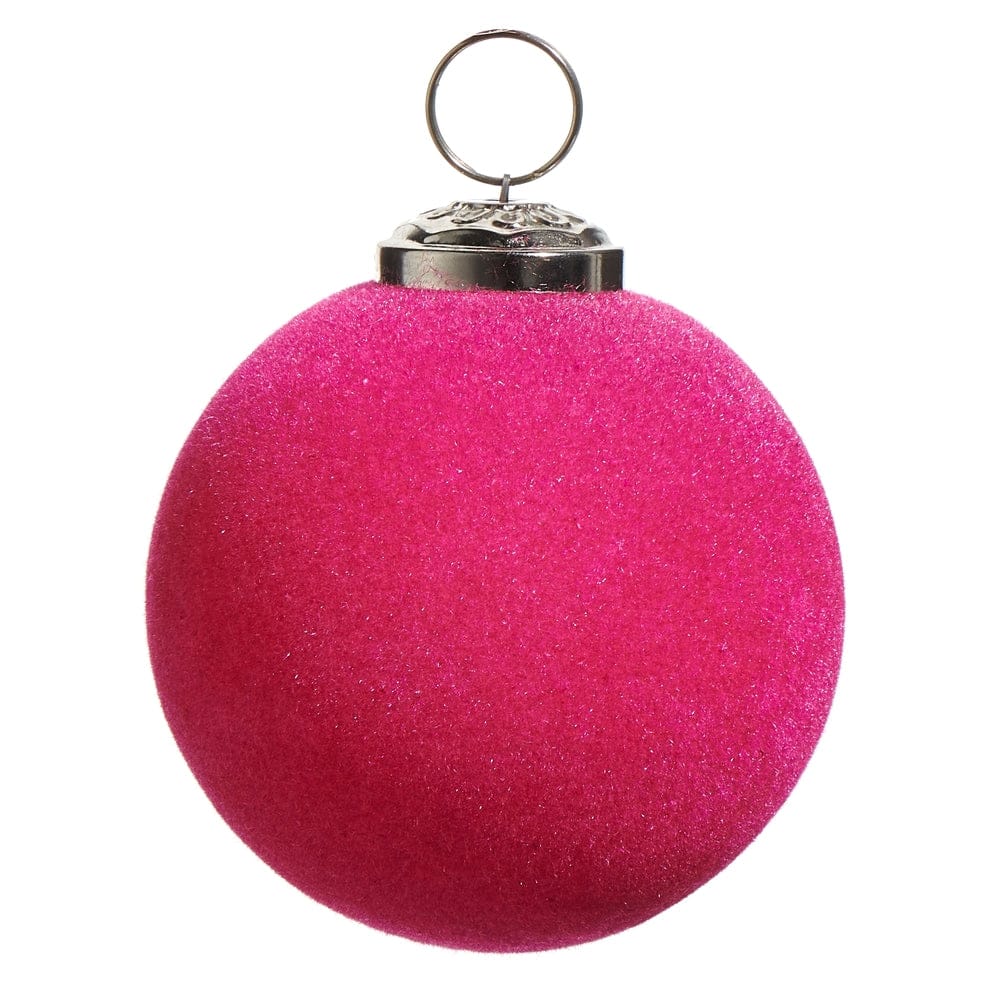 3" Pink Flocked Ball Ornament