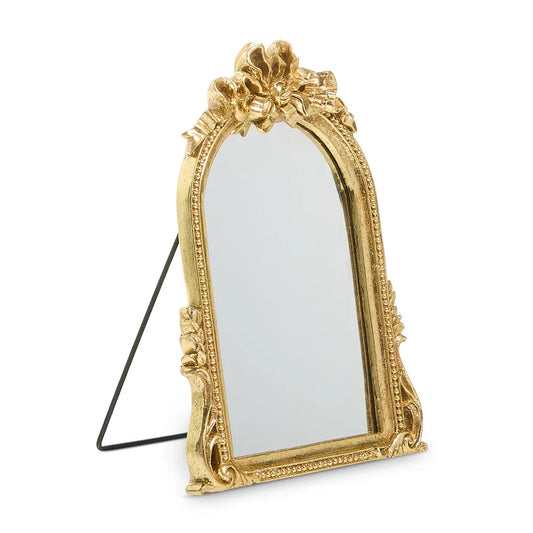 9" Gold Bow Table Top Mirror