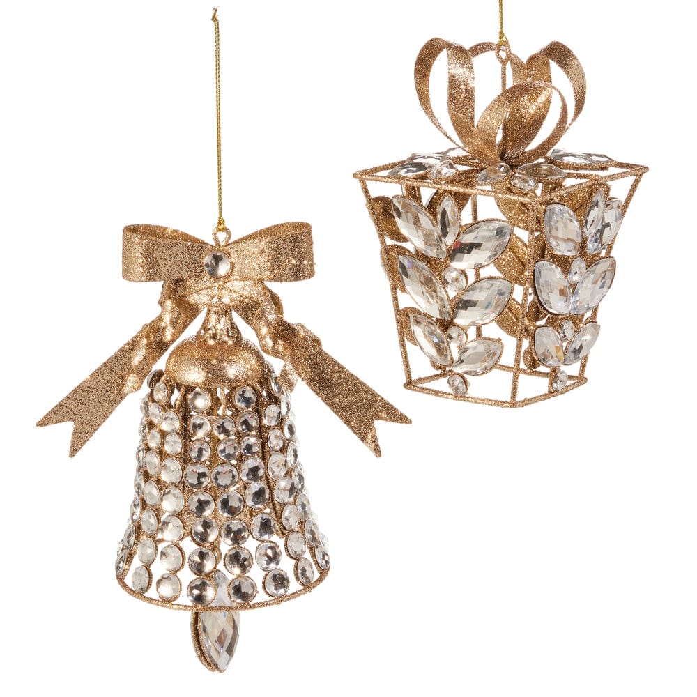 7" Clear Jeweled Ornament