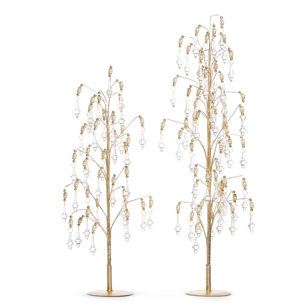 28" Crystal and Gold Bead Dripping Trees