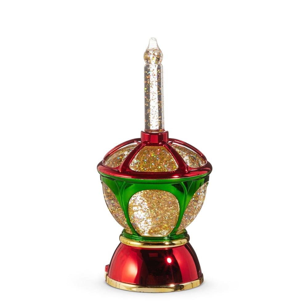 9.5" Lighted Swirling Glitter Water Candle Lantern