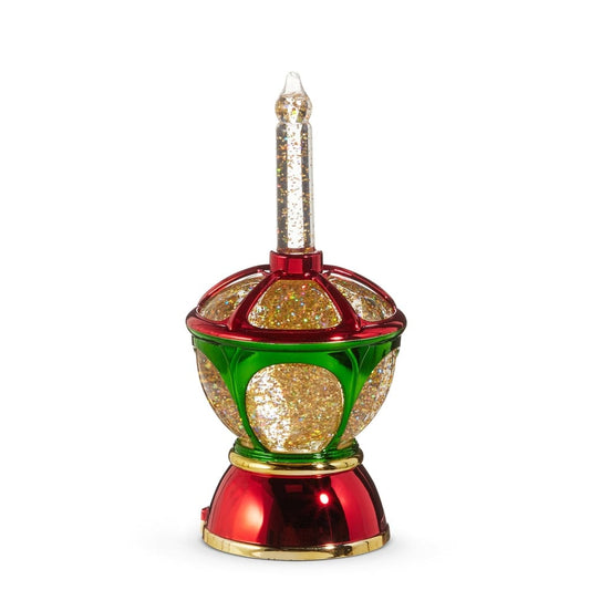 9.5" Lighted Swirling Glitter Water Candle Lantern