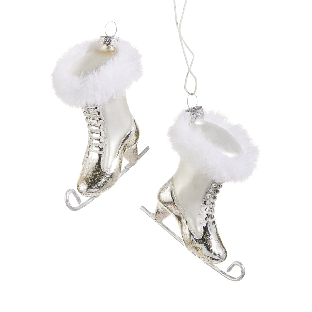 7.5" Ice Skate with Fur Ornament