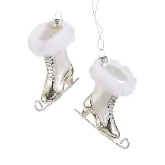 7.5" Ice Skate with Fur Ornament