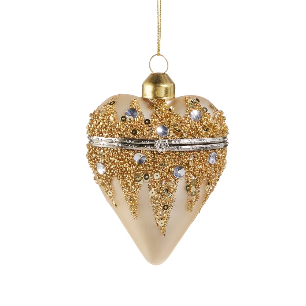 3.5" Champagne Gold Heart Box Ornament