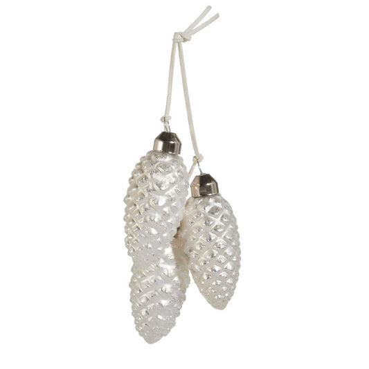 White Pinecone Cluster Ornament