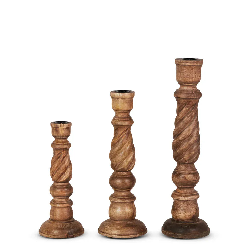 Wooden Spiral Candlesticks - 3 Sizes