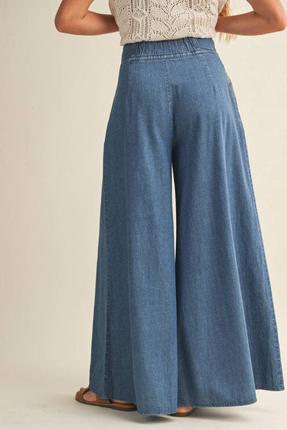 Pintuck Wide Leg Pants