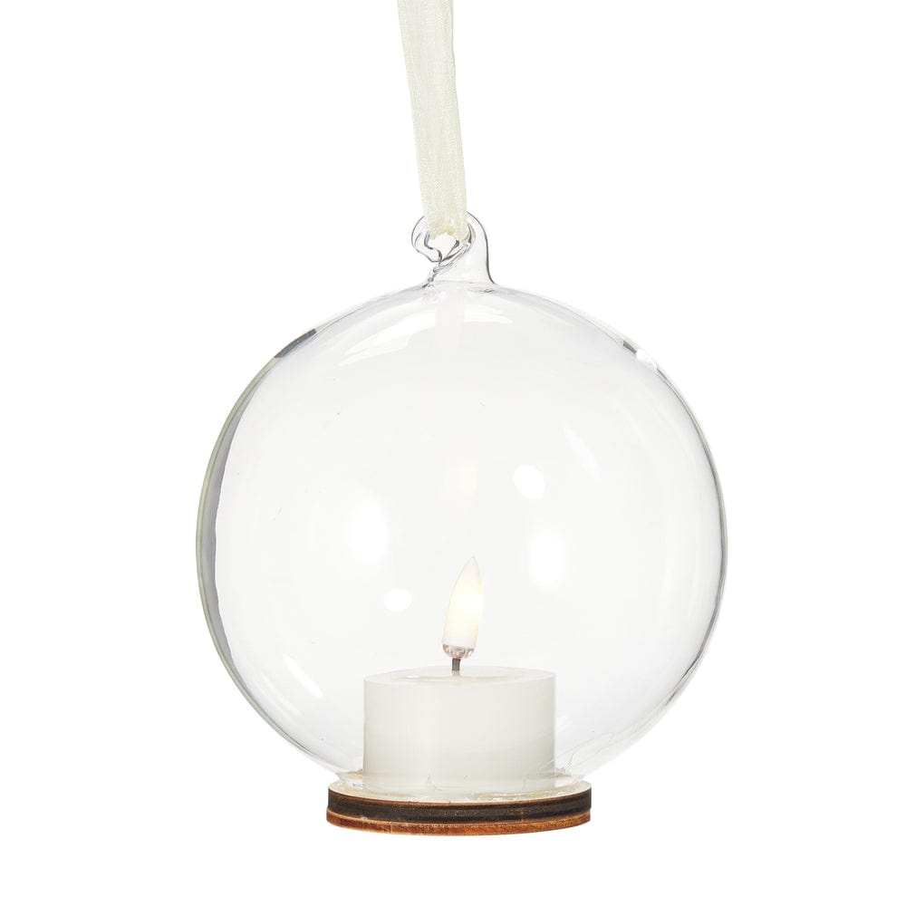 5.5" Clear Ornament with Ivory Tealight
