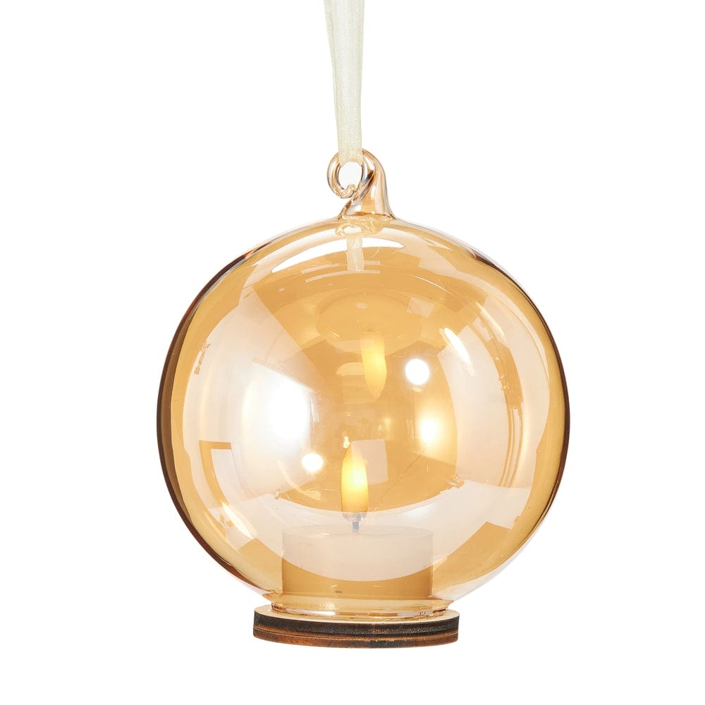 5.5" Gold Ornament with Ivory Tealight