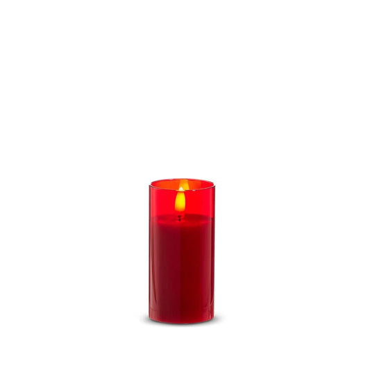 2" X 4" Red Glass Red Pillar Candle