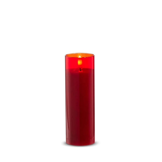 2" X 6" Red Glass Red Pillar Candle