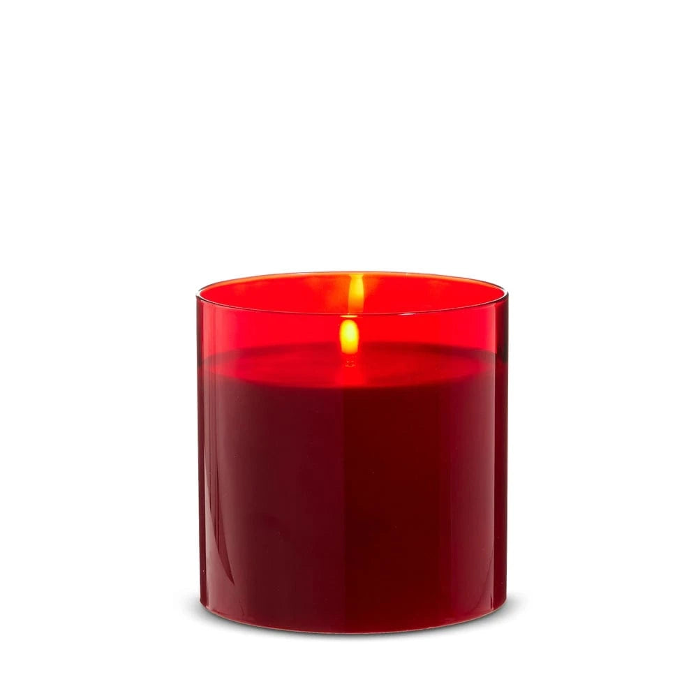 6 X 6" Red Glass Red Pillar Candle