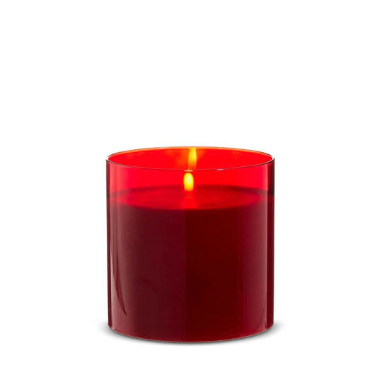 6 X 6" Red Glass Red Pillar Candle