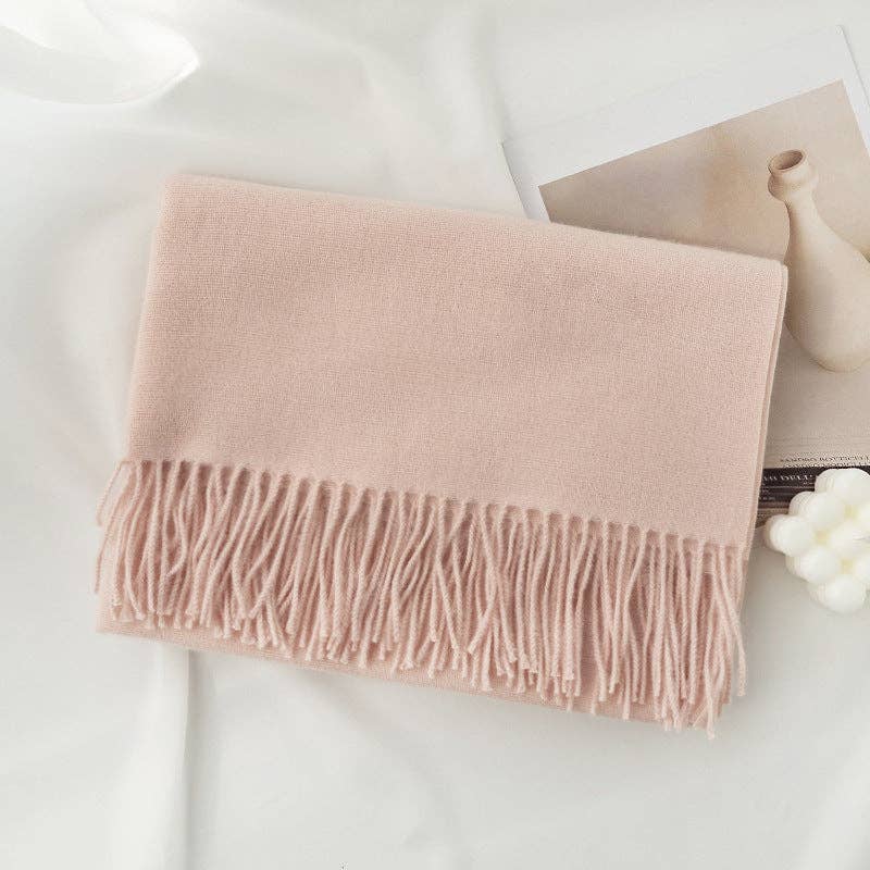 Minimalist Solid Color Tassel Scarf 6W6NSW306